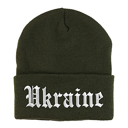 Trendy Apparel Shop Ukraine Old English Embroidered Long Cuff Beanie