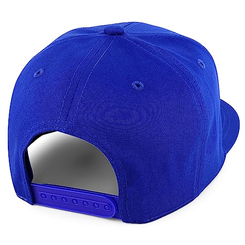 Trendy Apparel Shop 100% Cotton Plain Structured 6 Panels Flatbill Snapback Baseball Cap