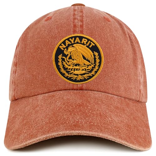 Trendy Apparel Shop Nayarit Mexico Gold Embroidered Patch Pigment Dyed Washed Baseball Cap