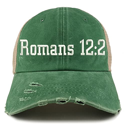 Trendy Apparel Shop Romans 12:2 Frayed Bill Trucker Mesh Back Cap