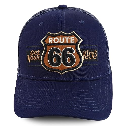 Trendy Apparel Shop Route 66 3D Embroidered Structured Mesh Back Baseball Cap