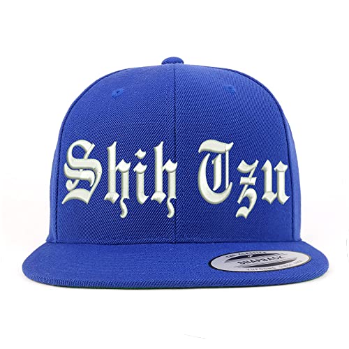 Trendy Apparel Shop Old English Shih Tzu Embroidered Flatbill Snapback