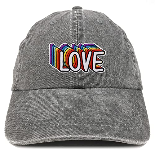 Trendy Apparel Shop LGBTQ Love Rainbow Patch Pigment Dyed Washed Baseball Cap