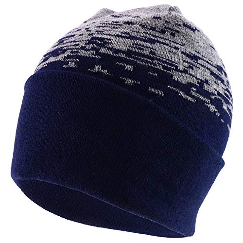 Trendy Apparel Shop Made in USA Static Pattern Knit Cuffed Long Winter Beanie