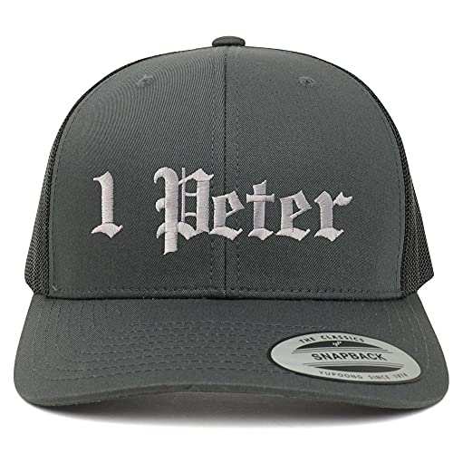 Trendy Apparel Shop 1 Peter Old English 6 Panel Trucker Mesh Cap