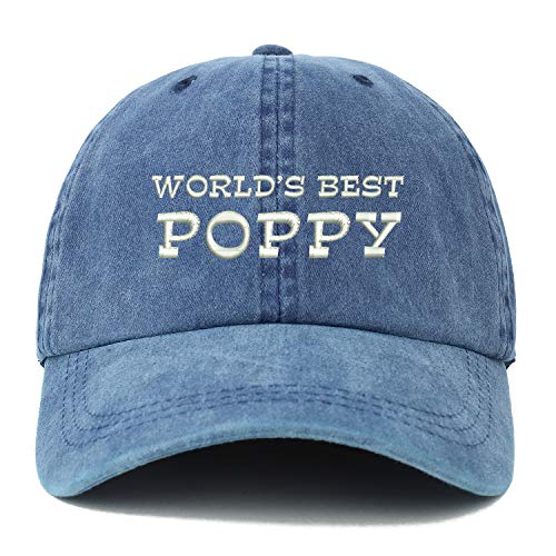 Trendy Apparel Shop XXL World's Best Poppy Embroidered Unstructured Washed Pigment Dyed Baseball Cap