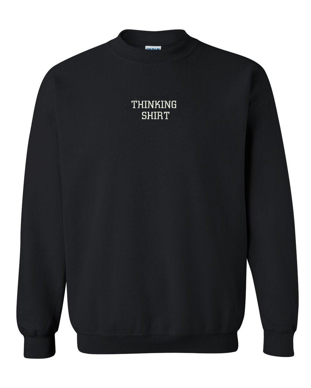 Trendy Apparel Shop Thinking Shirt Embroidered Crewneck Sweatshirt