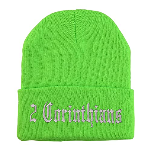Trendy Apparel Shop 2 Corinthians Old English Embroidered Long Cuff Beanie