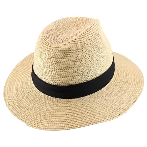 Trendy Apparel Shop Oversize XXL Wide Brim Straw Sun Hat with Chin Strap