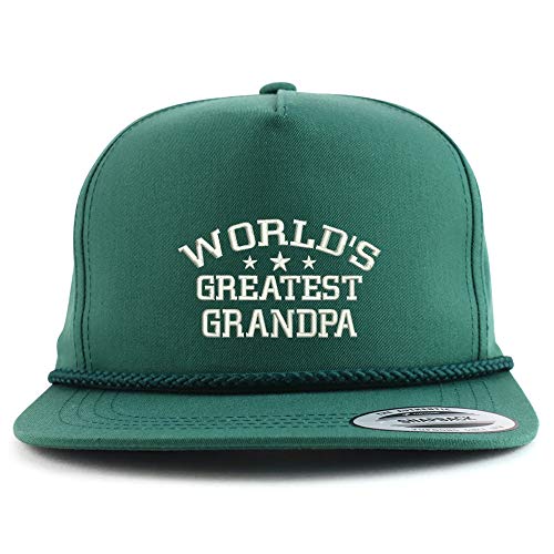 Trendy Apparel Shop World's Greatest Grandpa Embroidered 5 Panel Flatbill Braid Snapback Golf Cap