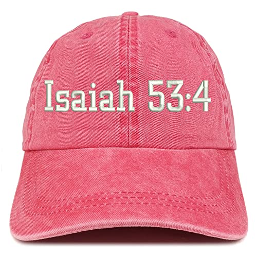 Trendy Apparel Shop Isaiah 53:4 Washed Pigment Dyed Baseball Cap