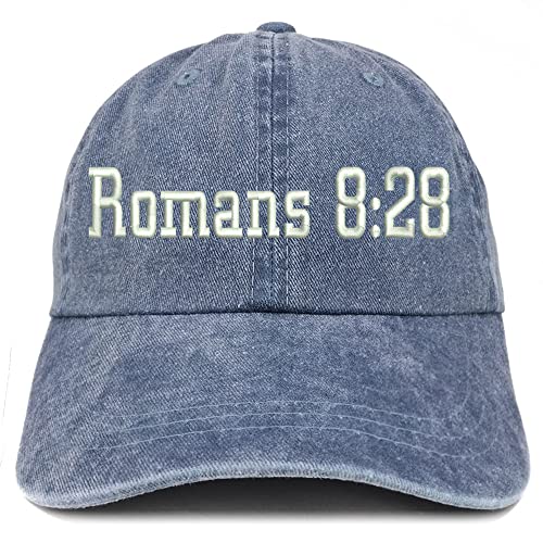 Trendy Apparel Shop Romans 8:28 Washed Pigment Dyed Baseball Cap