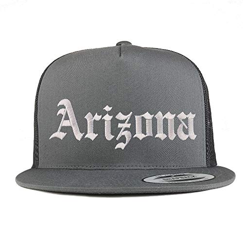 Trendy Apparel Shop Arizona State Old English 5 Panel Flatbill Trucker Mesh Cap