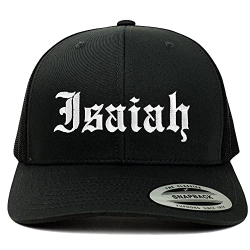 Trendy Apparel Shop Isaiah Old English 6 Panel Trucker Mesh Cap