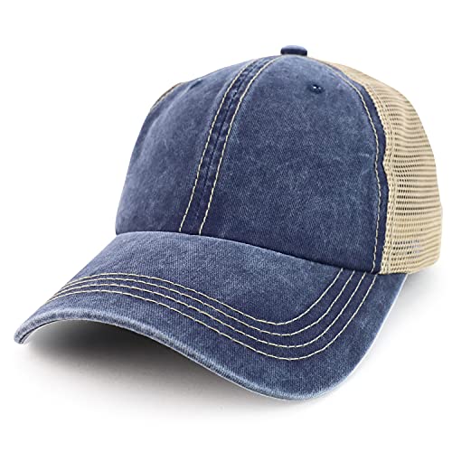 Trendy Apparel Shop Pigment Dyed Front Mesh Back Unstructured Trucker Ball Cap