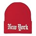 Trendy Apparel Shop New York State Old English Embroidered Long Cuff Beanie