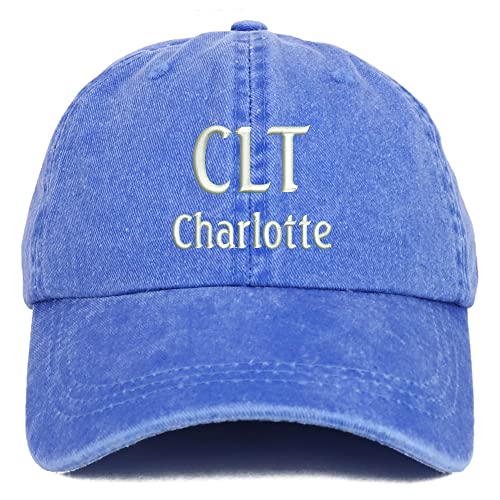 Trendy Apparel Shop CLT Charlotte Embroidered Pigment Dyed Washed Baseball Cap