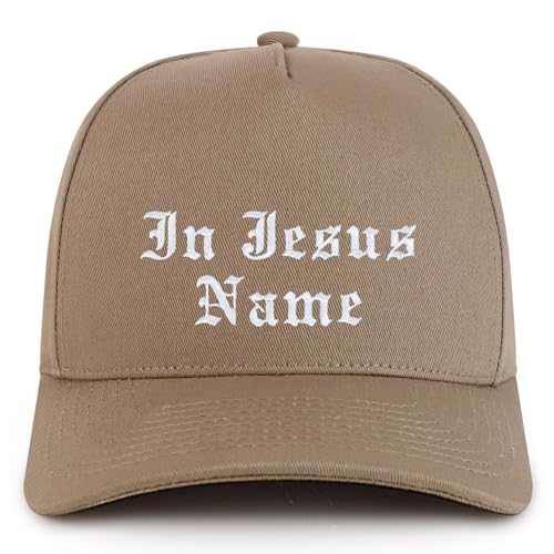 Trendy Apparel Shop in Jesus Name Embroidered 5 Panel Structured Baseball Cap