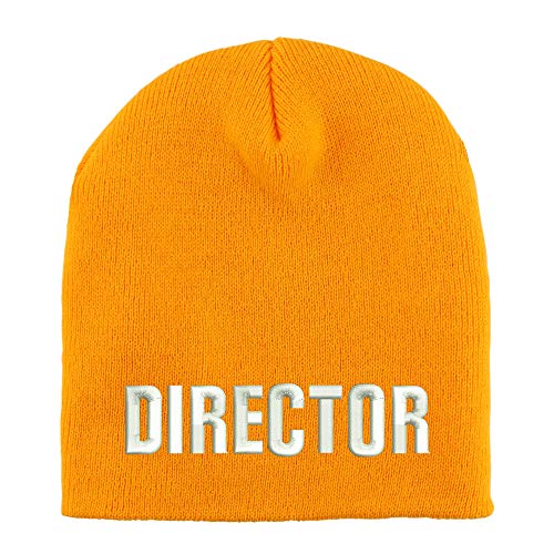 Trendy Apparel Shop Director Embroidered Made in USA Short Acrylic Knit Winter Beanie Hat