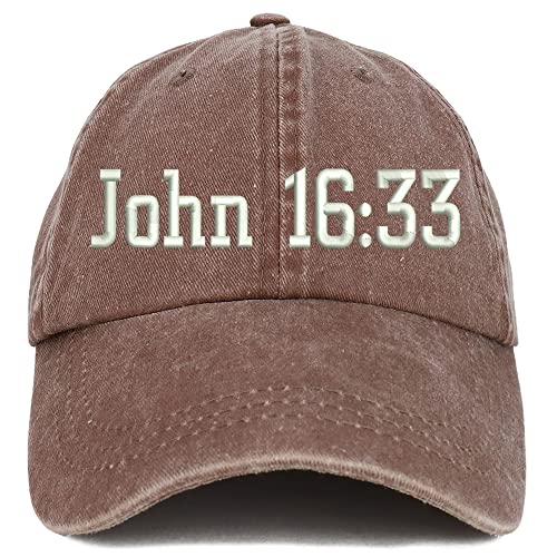 Trendy Apparel Shop John 16:33 Washed Pigment Dyed Baseball Cap