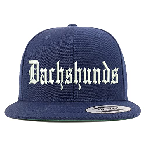 Trendy Apparel Shop Old English Dachshunds Embroidered Flatbill Snapback