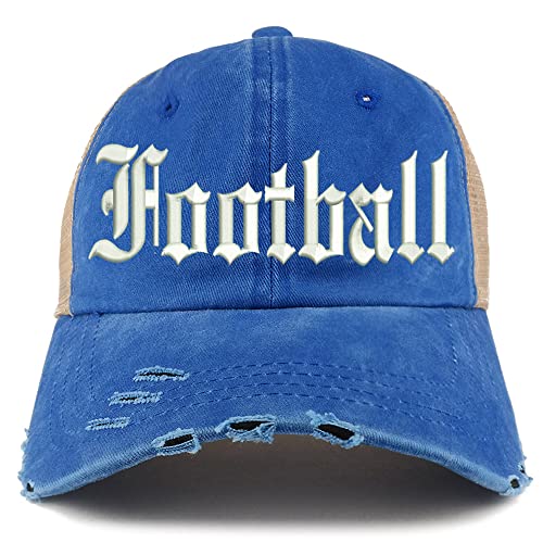Trendy Apparel Shop Old English Football Frayed Bill Trucker Mesh Back Cap