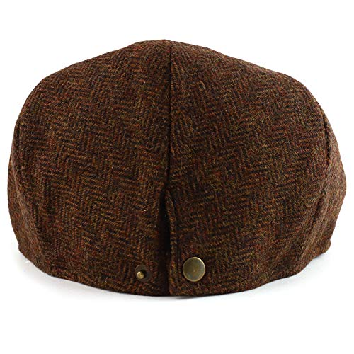 Trendy Apparel Shop Men's Herringbone Wool Blend Adjustable 3 Button Ivy Cap