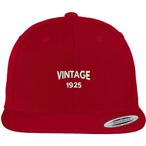 Trendy Apparel Shop Small Vintage 1925 Embroidered 94th Birthday Flat Bill Snapback Baseball Cap