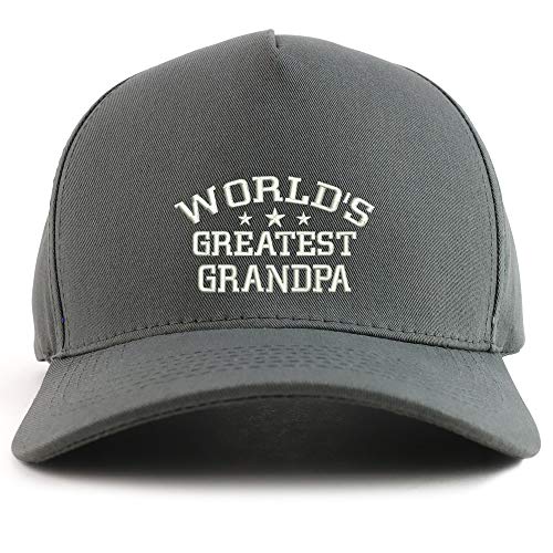 Trendy Apparel Shop World's Greatest Grandpa Embroidered Oversized 5 Panel XXL Baseball Cap