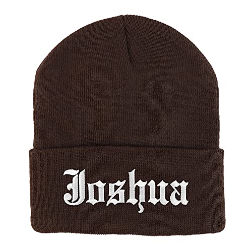Trendy Apparel Shop Joshua Old English Embroidered Long Cuff Beanie