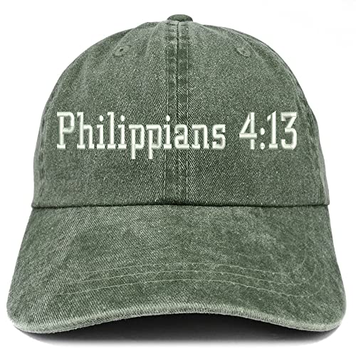 Trendy Apparel Shop Philippians 4:13 Washed Pigment Dyed Baseball Cap