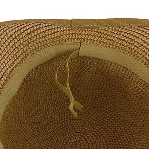 Trendy Apparel Shop UPF 50+ 4 Inch Split Brim Bow Paper Braid Tweed Sun Hat