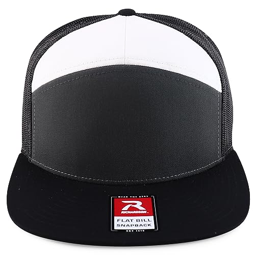 Trendy Apparel Shop Structured High Profile 7 Panel Flat Bill Mesh Back Snapback Cap
