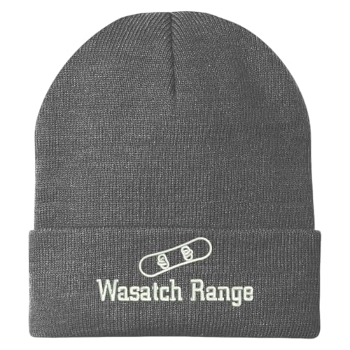 Trendy Apparel Shop Wasatch Range Snowboard Logo Embroidered Long Cuff Beanie