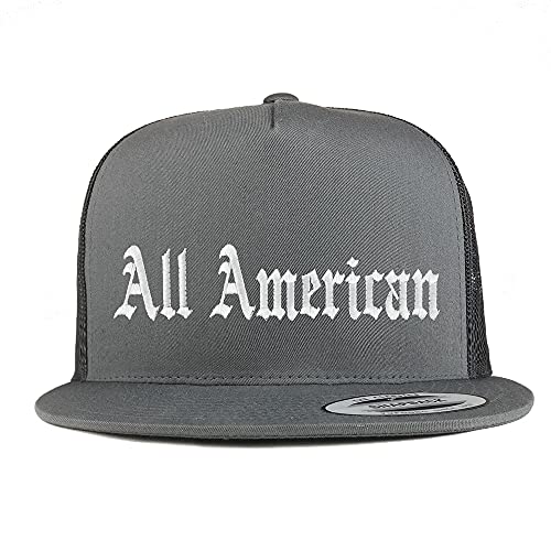 Trendy Apparel Shop All American Old English 5 Panel Flatbill Trucker Cap