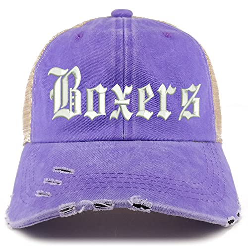 Trendy Apparel Shop Old English Boxers Frayed Bill Trucker Mesh Back Cap
