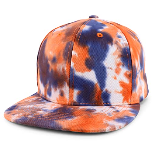 Trendy Apparel Shop Plain 100% Cotton Tie Dyed Pattern Flatbill Snapback Baseball Cap