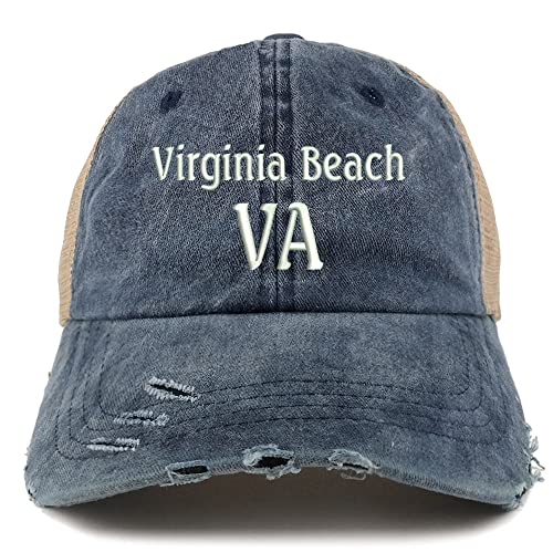 Trendy Apparel Shop Virginia Beach VA Embroidered Frayed Bill Trucker Mesh Back Cap