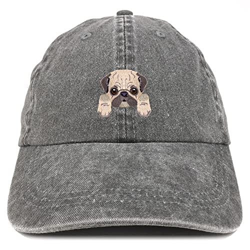 Trendy Apparel Shop Pug Patch Pigment Dyed Washed Baseball Cap