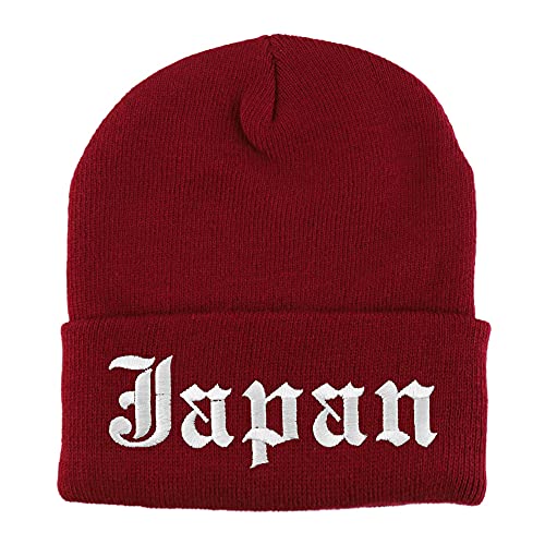 Trendy Apparel Shop Japan Old English Embroidered Long Cuff Beanie