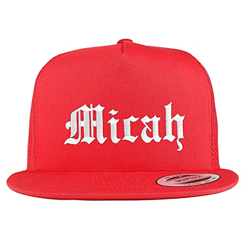 Trendy Apparel Shop Micah Old English 5 Panel Flatbill Trucker Cap