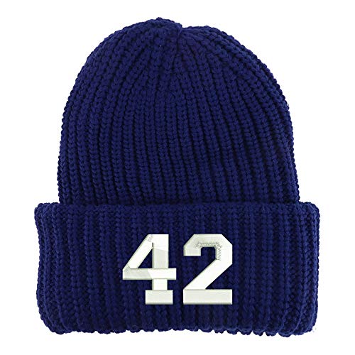 Trendy Apparel Shop Number 42 Collegiate Varsity Long Cuffed Ribbed Beanie