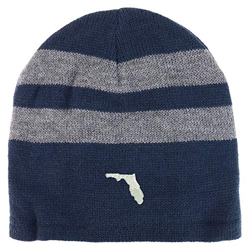 Trendy Apparel Shop Florida State Embroidered Fleece Lined Striped Short Beanie