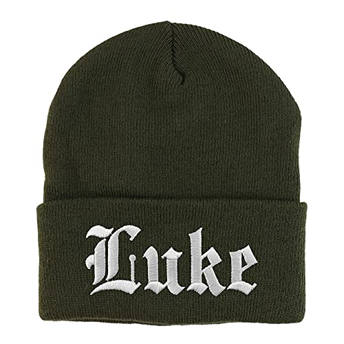 Trendy Apparel Shop Luke Old English Embroidered Long Cuff Beanie