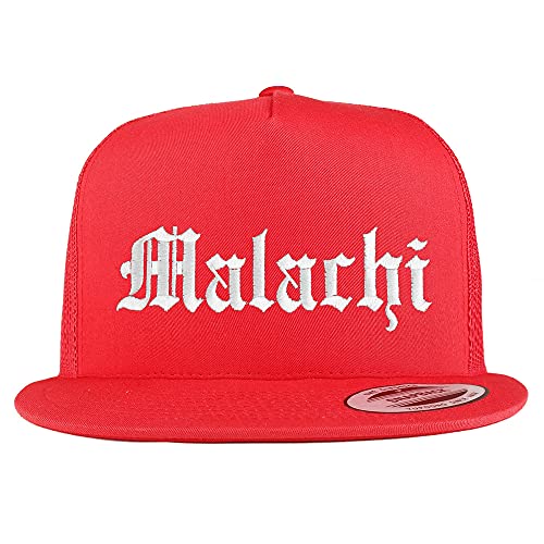 Trendy Apparel Shop Malachi Old English 5 Panel Flatbill Trucker Cap