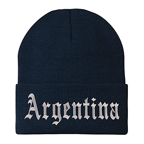 Trendy Apparel Shop Argentina Old English Embroidered Long Cuff Beanie