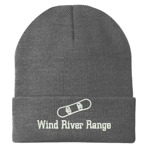 Trendy Apparel Shop Wind River Range Snowboard Logo Embroidered Long Cuff Beanie