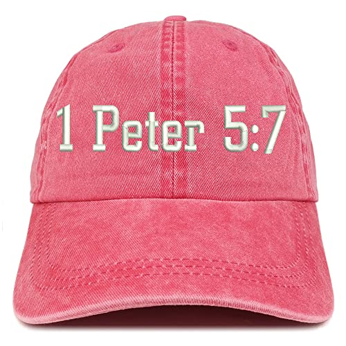 Trendy Apparel Shop 1 Peter 5:7 Washed Pigment Dyed Baseball Cap
