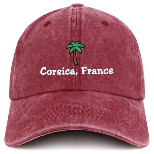 Trendy Apparel Shop Corsica France with Palm Tree Embroidered Pigment Dyed Cotton Baseball Cap
