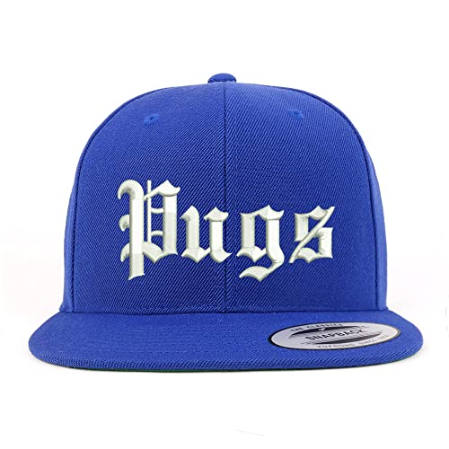 Trendy Apparel Shop Old English Pugs Embroidered Flatbill Snapback